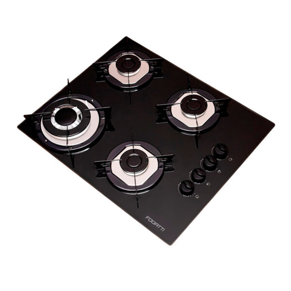 Cooktop-Fogatti-4-hornallas-triple-Llama-Negro-Flange-inox-Abba-Muebles