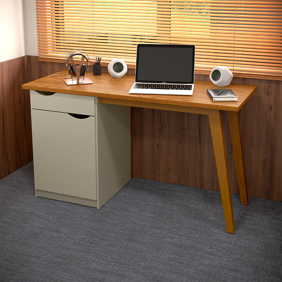 Mesa de escritorio Forest, madera maciza, fondo 60