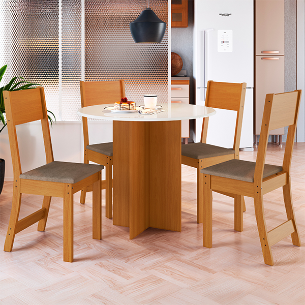 Conjunto-Comedor-090-Redondo-4-Sillas-Alice-10085.1-Freijo-Off-White-Tela-Cacao-Ambiente-Abba-Muebles