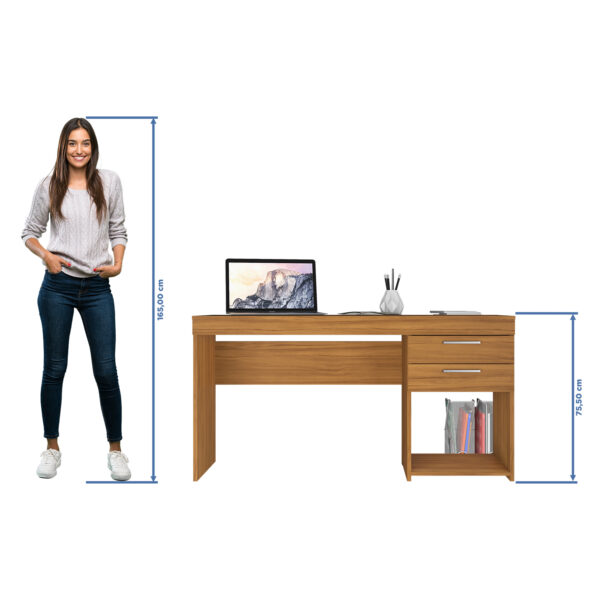 MESA OFFICE 2 CAJONES 51015 FREIJO TREND MEDIDAS FRONTAL ABBA MUEBLES