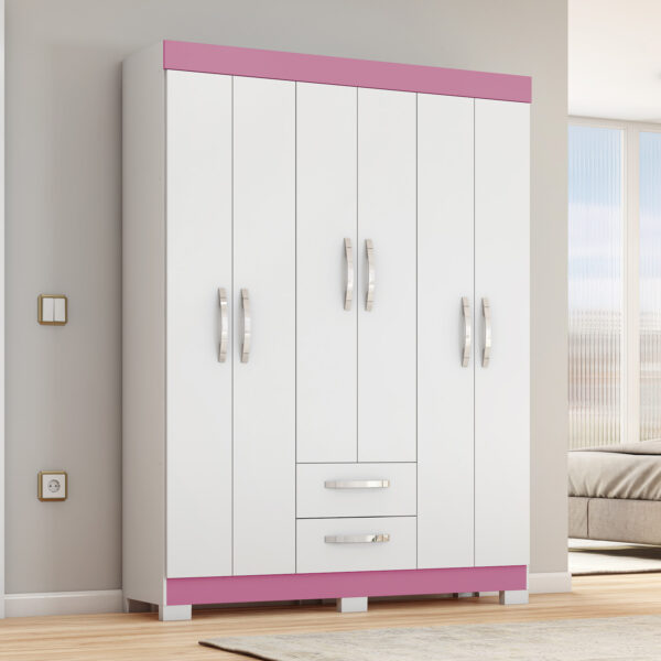 Ropero NT6015 Blanco Rosa Ambiente Abba Muebles
