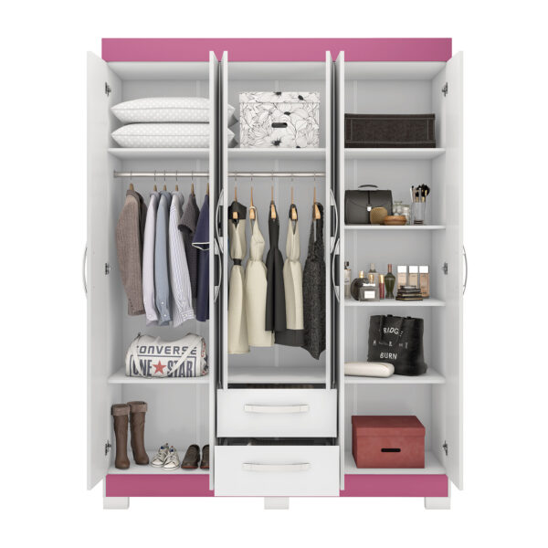 Ropero NT6015 Blanco Rosa Interno Abba Muebles