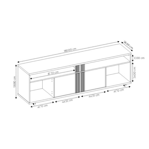 RACK 1800 NT1290 FREIJO TREND NEGRO MEDIDAS ABBA MUEBLES