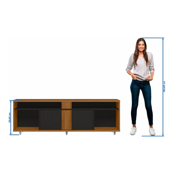 RACK 1800 NT1290 FREIJO TREND NEGRO MEDIDAS FRONTAL ABBA MUEBLES