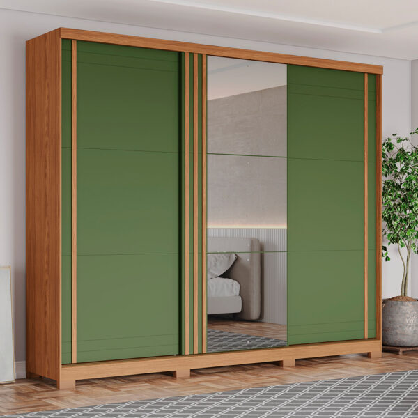 ROPERO-3-PUERTAS-CORREDIZAS-CON-ESPEJO-FAZANO-D324-NATURE-VERDE-AMBIENTE-ABBA-MUEBLES
