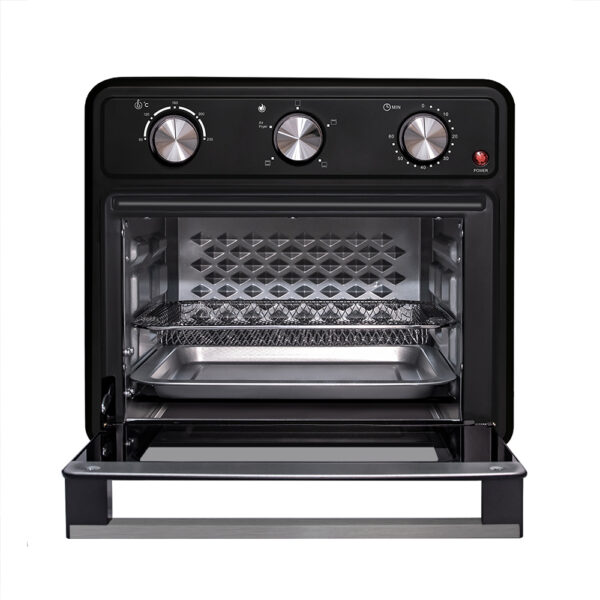 HORNO-FRYER-22-LITROS-FOGATTI-NEGRO-FRONTAL-ABIERTO-ABBA-MUEBLES