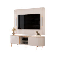 BANCADA ADELE 1800 OFF WHITE DOURADO + PAINEL ADELE 1800 OFF WHITE - FI ISO