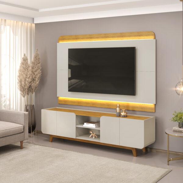 BANCADA E PAINEL NADINE CEDRO BALI - AMBIENTE ABBA MUEBLES