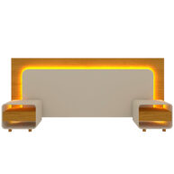 CONJUNTO CABECERA + MESITA DE LUZ 1,40_1,60_1,95 INNOVA NATURE OFF WHITE FRONTAL ABBA MUEBLES
