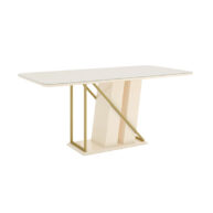 CONJUNTO COMEDOR 1800 CON VIDRIO ANDY 6 SILLAS ANNE (TELA CORANO CARAMELO/LINO)