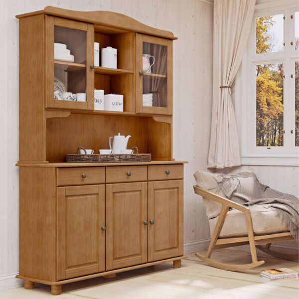 CRISTALERA FIAMBRERA 5 PUERTAS 3 CAJONES 8925FN FREIJO AMBIENTADA ABBA MUEBLES