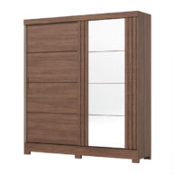 ROPERO 2 PUERTAS CORREDIZAS CON ESPEJO BE352 CASTANHO ISOMETRICA ABBA MUEBLES