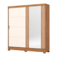 ROPERO 2 PUERTAS CORREDIZAS CON ESPEJO BE352 NATURE OFF WHITE ISOMETRICA ABBA MUEBLES
