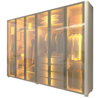 ROPERO 6 PUERTAS REFLECTA CON LED CON PATAS INNOVA OFF WHITE ISOMETRICA ABBA MUEBLES