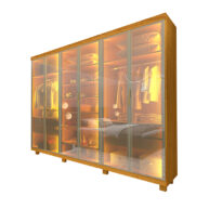 ROPERO 6 PUERTAS REFLECTA CON LEDS CON ESPEJO IMPERATRIZ NATURE ISOMETRICA ABBA MUEBLES