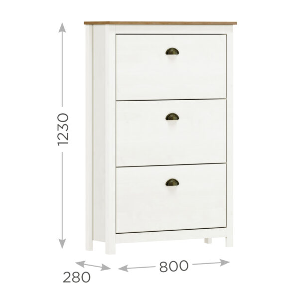 ZAPATERA 3 CAJONES TOPAZIO 9175 BLANCO MEDIDAS ABBA MUEBLES