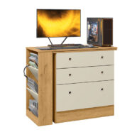 COMODA-GAMER-4840-FREIJO-E-OFF-WHITE-ISOMETRICA-ABBA-MUEBLES