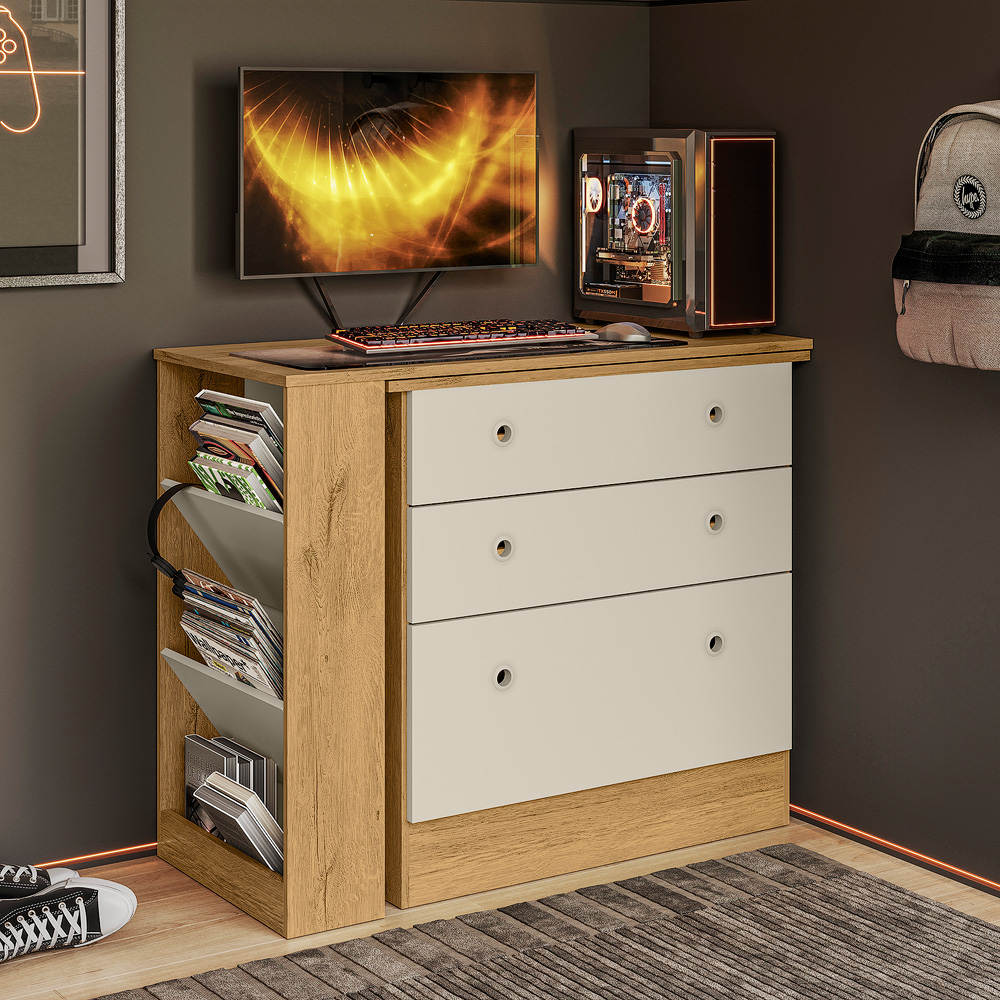 Mesa-Giratoria-Gamer-4840-Freijo-Off White-Ambientada-2-AbbaMuebles