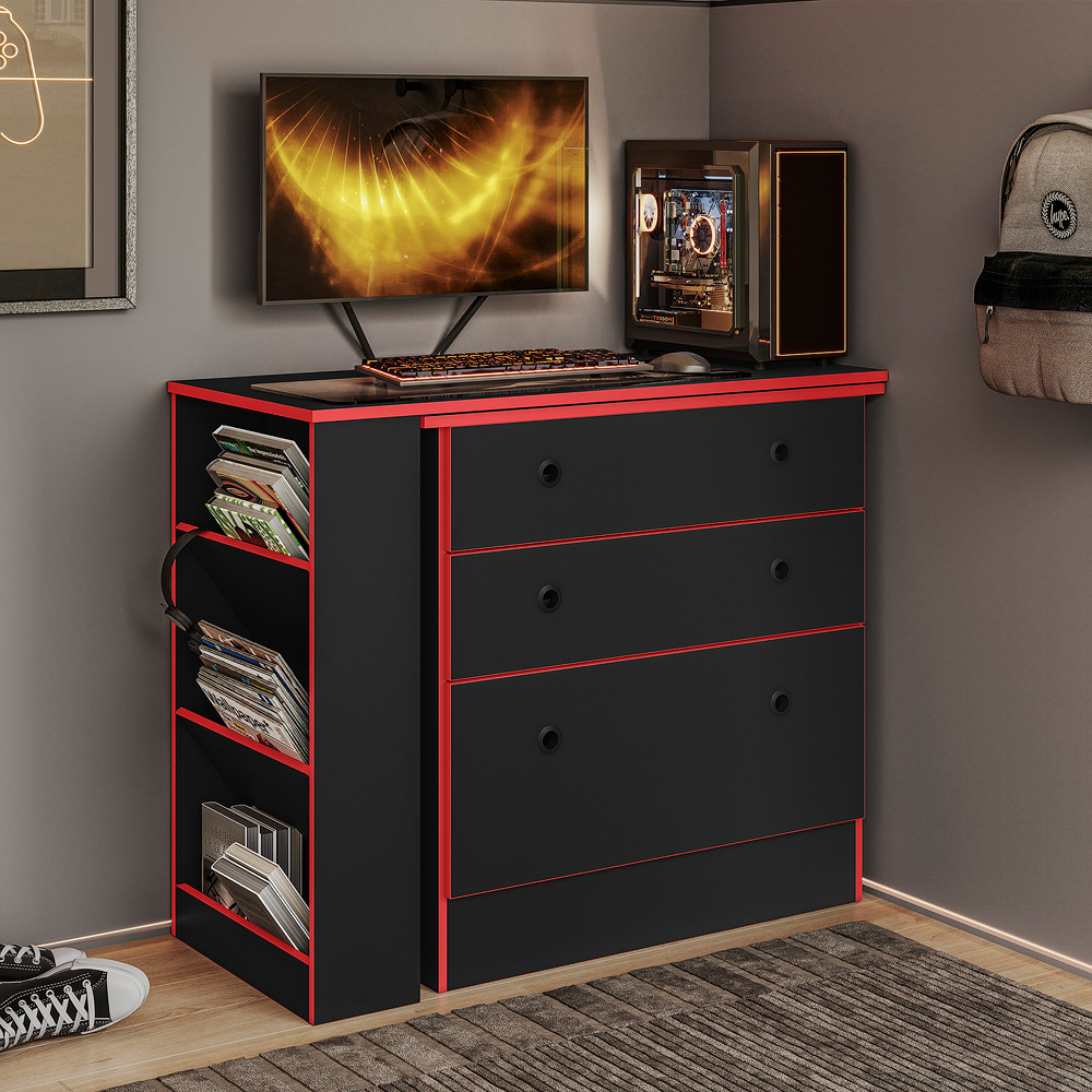 Mesa-Giratoria-Gamer-4840-Negro-Rojo-Ambiente-2-AbbaMuebles