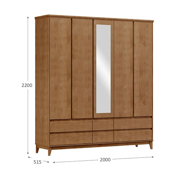 ROPERO-5-PUERTAS-6-CAJONES-CON-ESPEJO-PRATA-2814FN-FREIJO-MEDIDAS-ABBA-MUEBLES