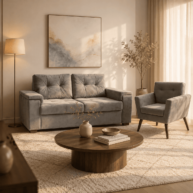 SOFA EXCLUSIVO TRES + POLTRONA ABBA 586 AMBIENTE WEB ABBA MUEBLES
