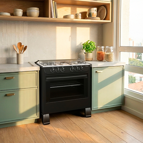 Cocina-5-Hornallas-Mbarete-negro-Ambiente-New-Blanco-Detalle-Abba-Muebles