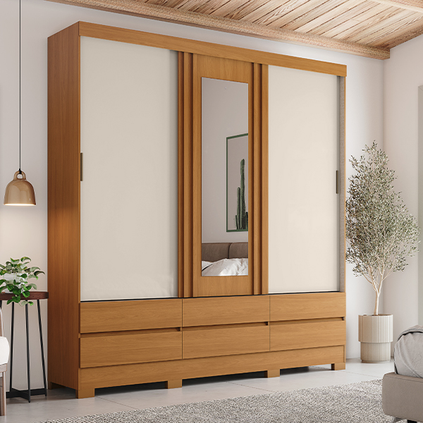 Ropero-3-Puertas-con-Espejo-Flex-BE-427-Cinamomo-Off-White-Avela-Ambiente-1-Abba-Muebles