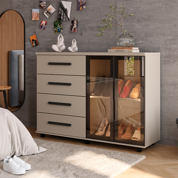 COMODA-ZAPATERA-4-CAJONES-2-PUERTAS-LADY-REFLECTA-DUNA-AMBIENTE-ABBA-MUEBLES