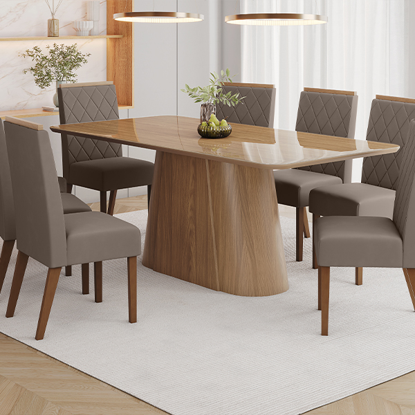 Conjunto-Comedor-2000-Arredondado-con-Vidrio-Olivia-Sillas-de-Madera-Nina-Nature-Tela-Marron-Almendra-Ambiente-Abba-Muebles