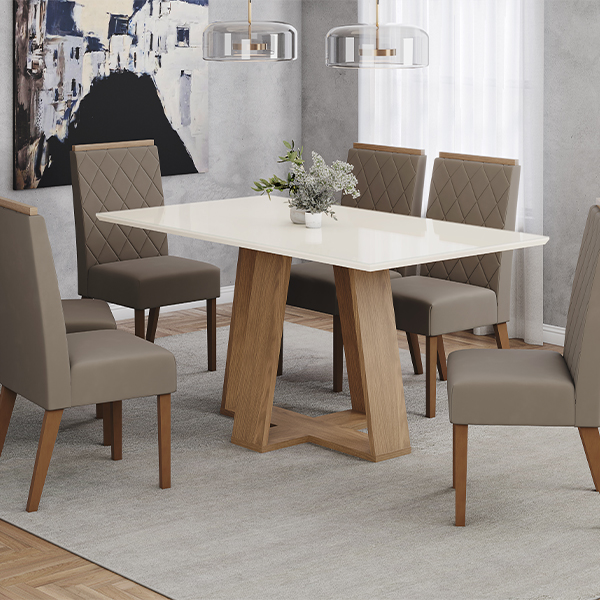 Conjunto-Comedor-Lins-6-Sillas-Nina-Off-White-Marron-Almendra-Ambiente-Abba-Muebles